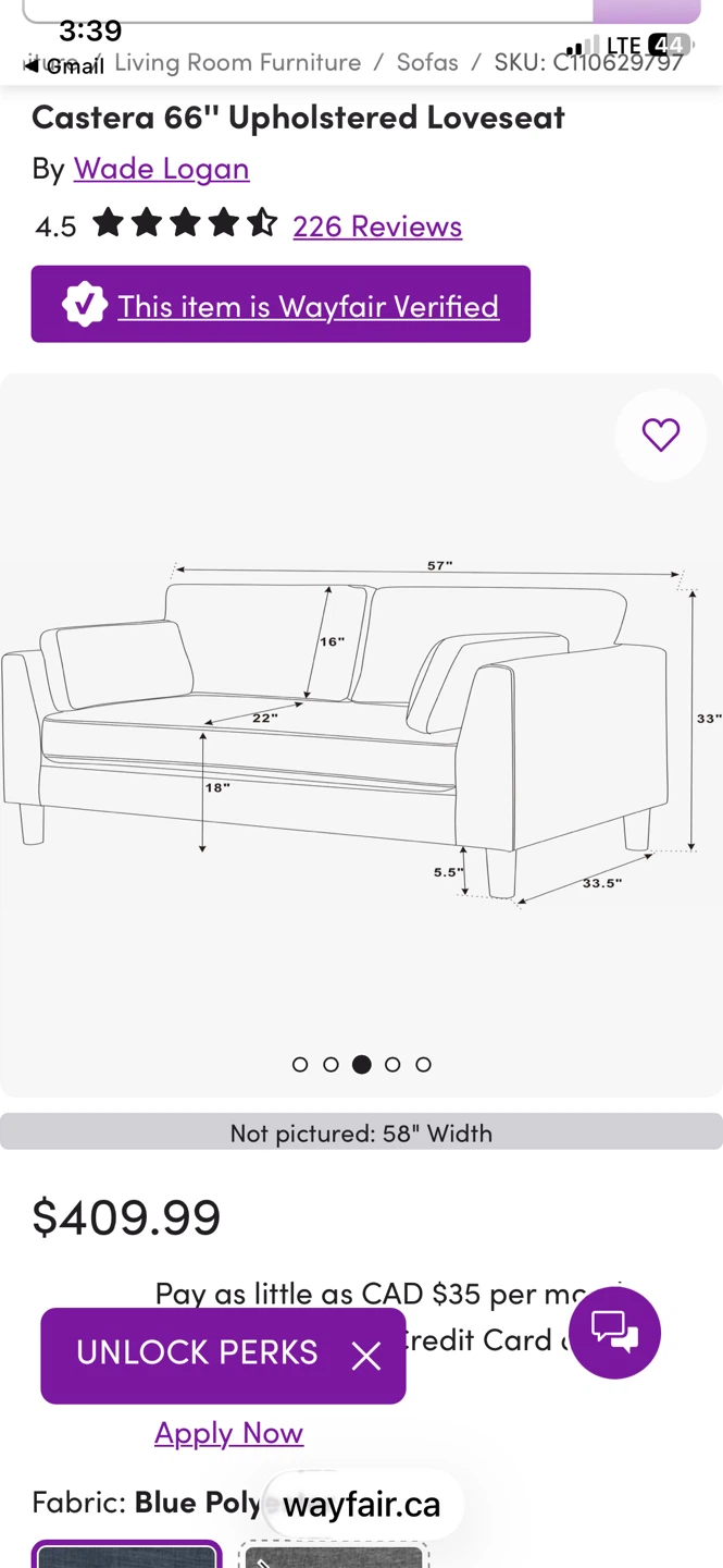 Wayfair love seat / couch - photo 3