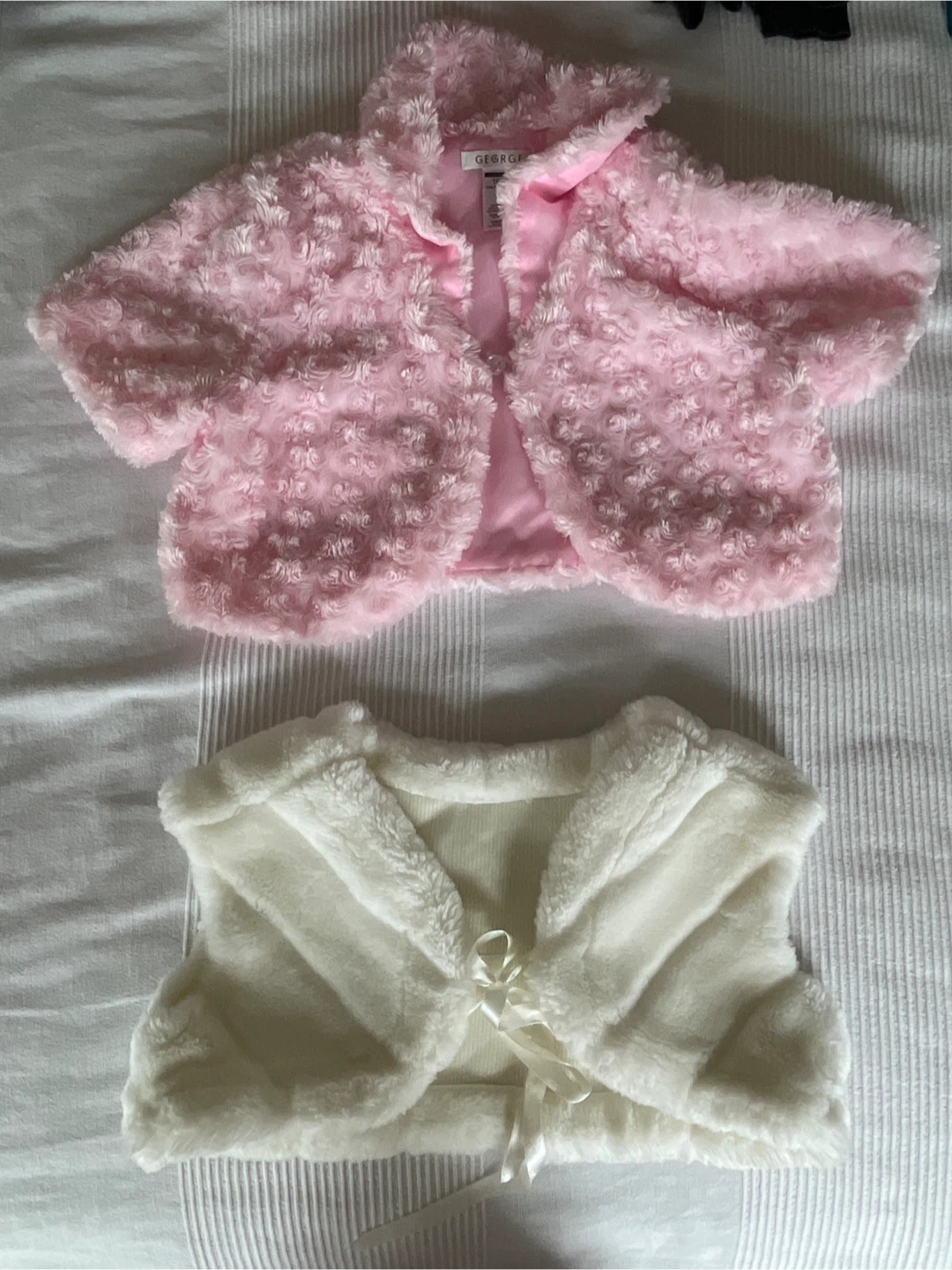 George Pink Rosette Faux Fur Bolero Jacket Size 16
