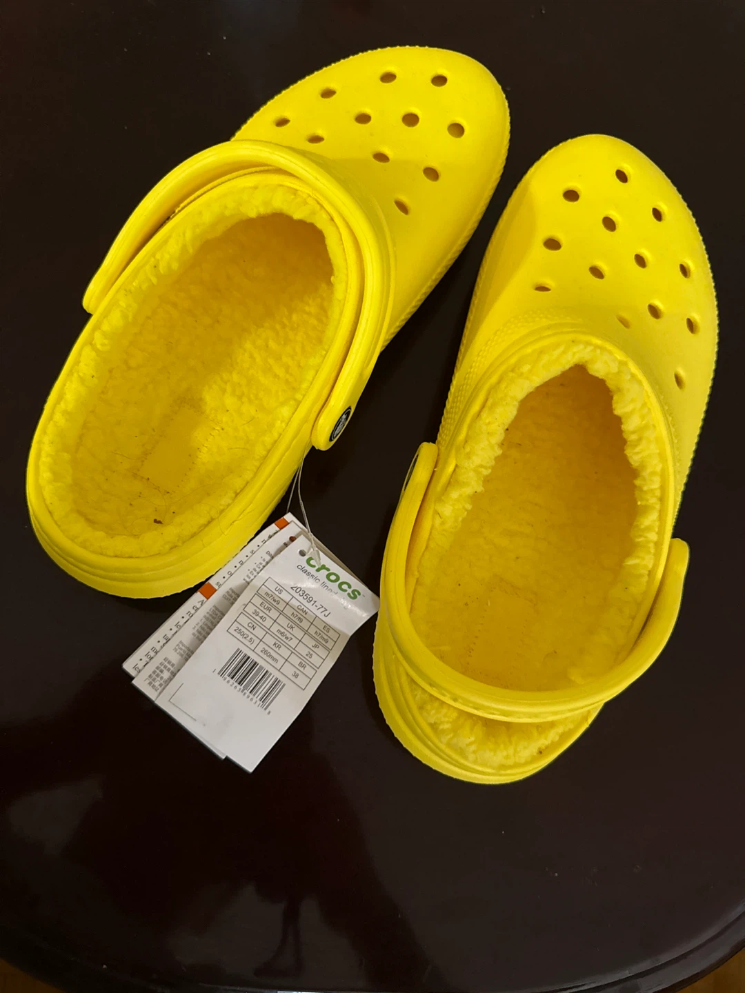 Yellow Crocs Lined Clogs