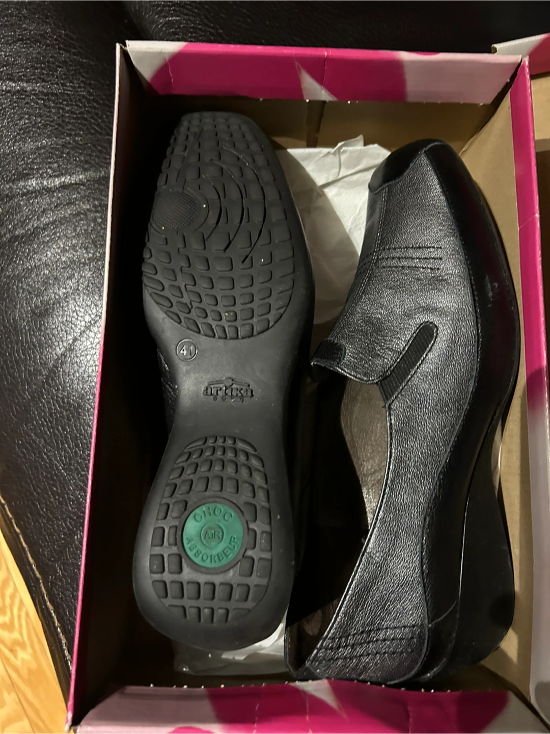 Artika Soft Black Leather Loafers Size 41 - photo 2