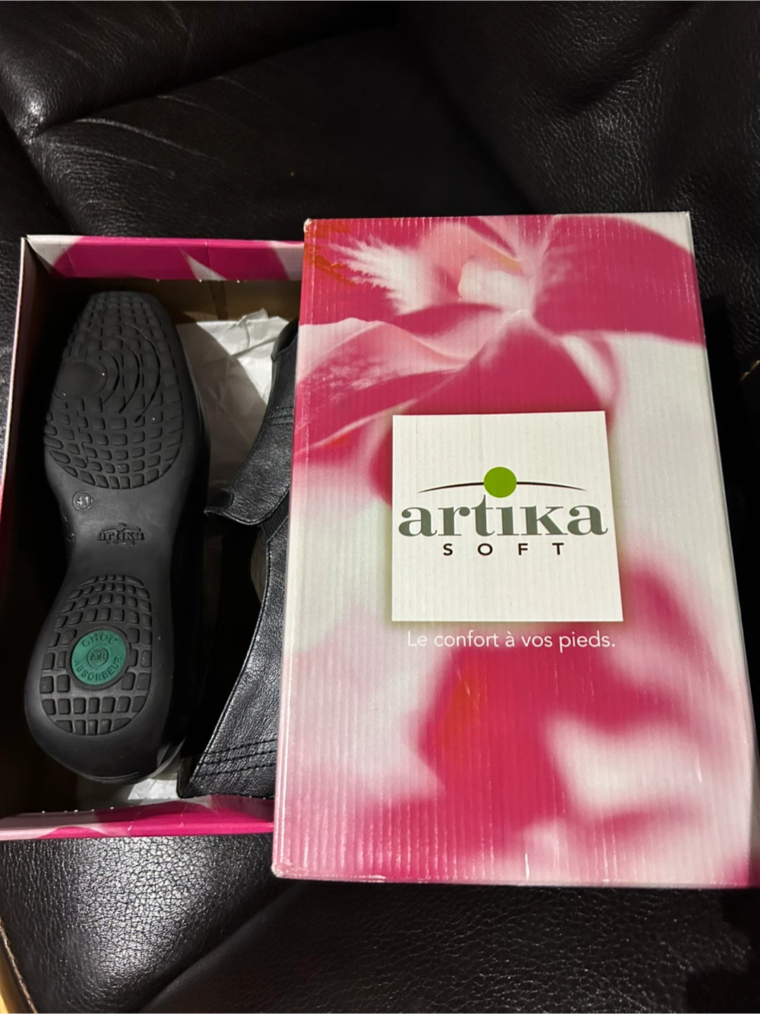 Artika Soft Black Leather Loafers Size 41 - photo 4