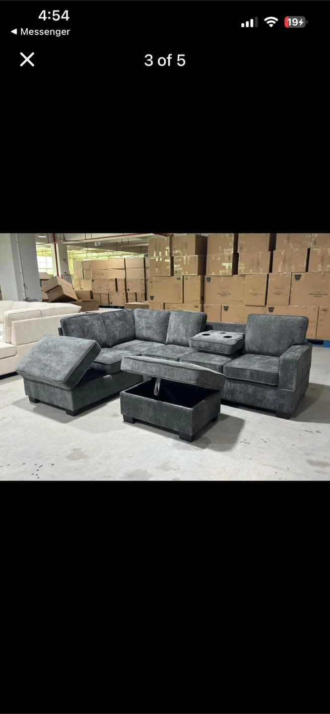 Sectional Sofa with Storage Ottoman