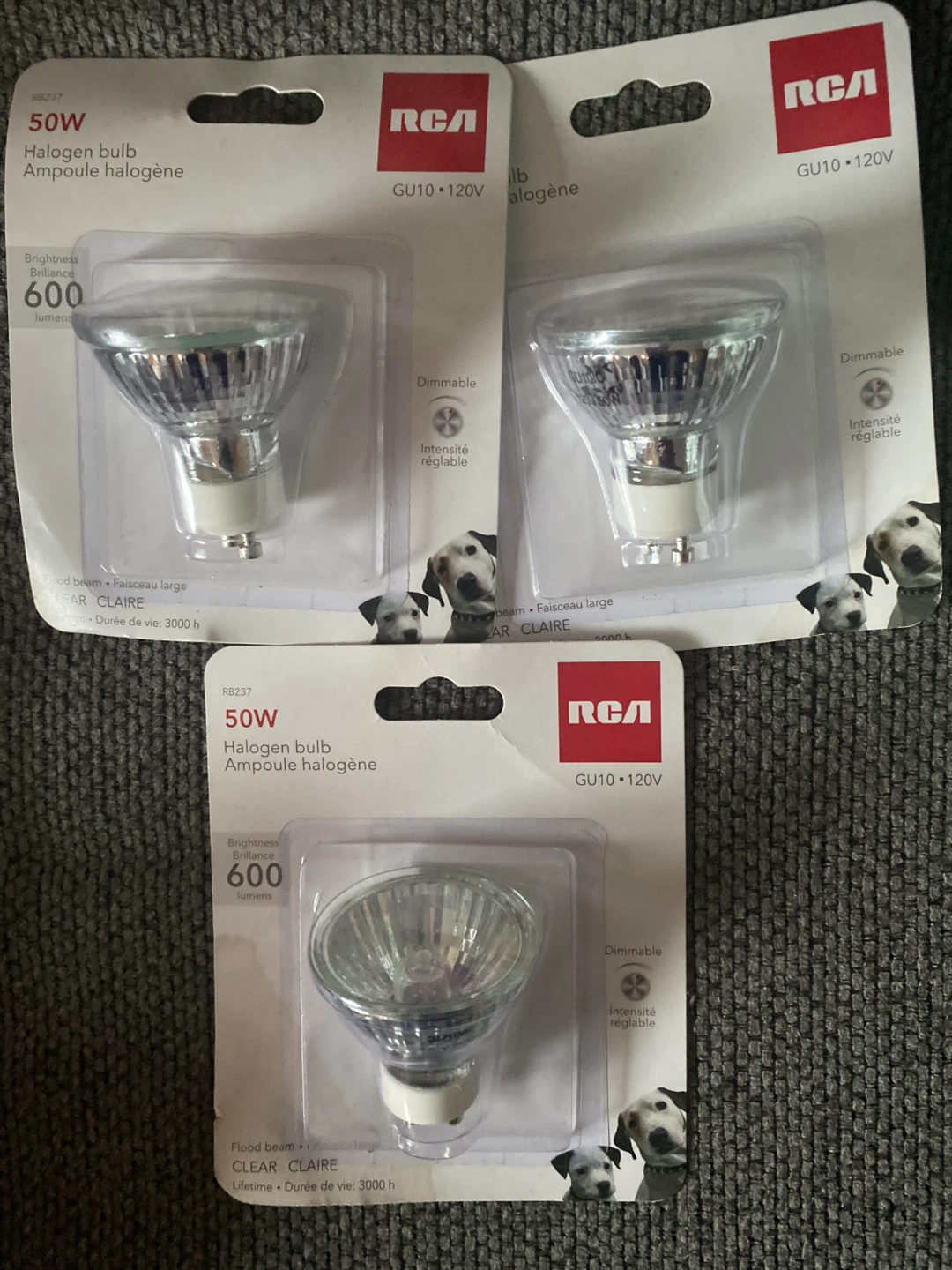 RCA 50W Halogen Light Bulbs (3-Pack)
