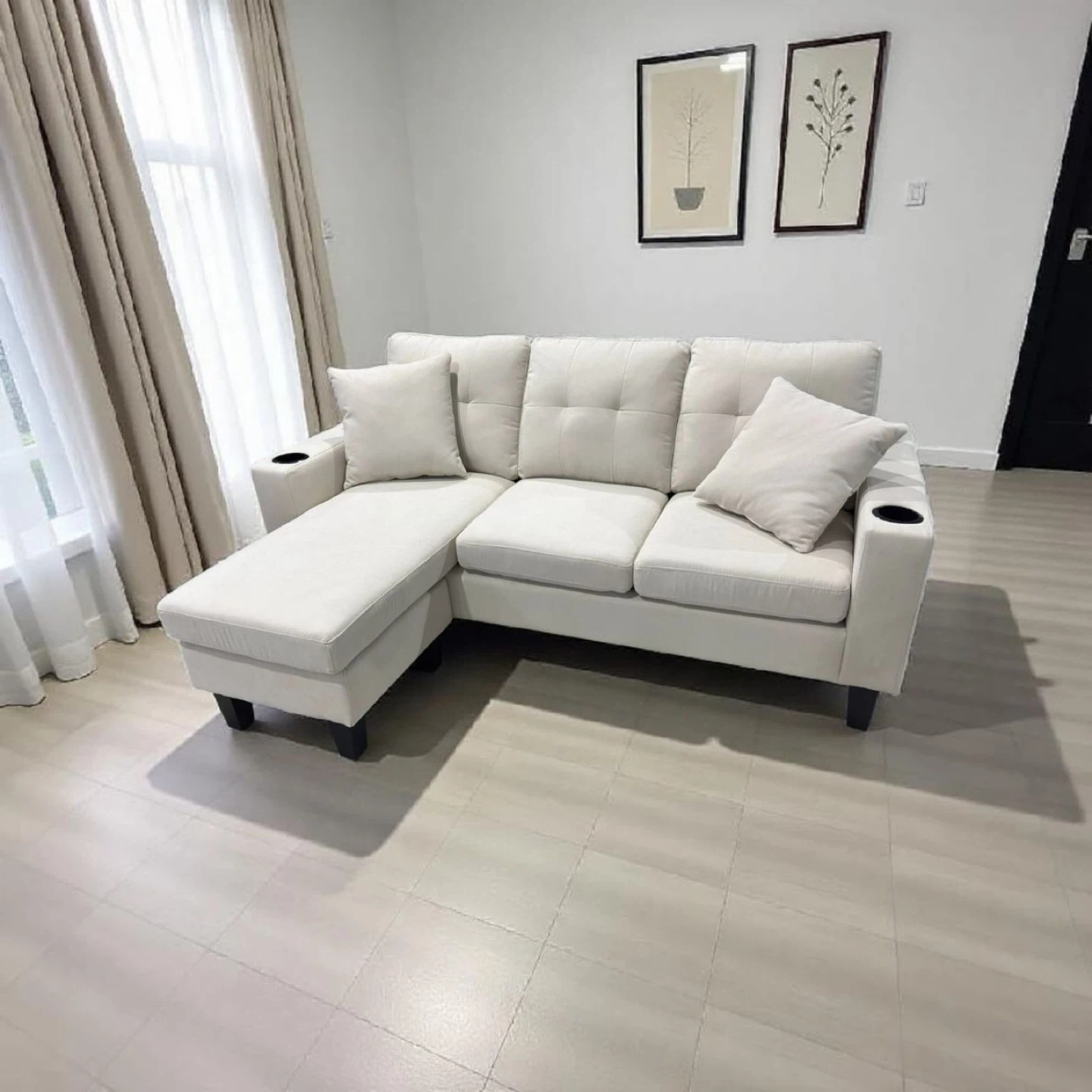 Grey Sectional Sofa with Chaise and Cup Holders - photo 2