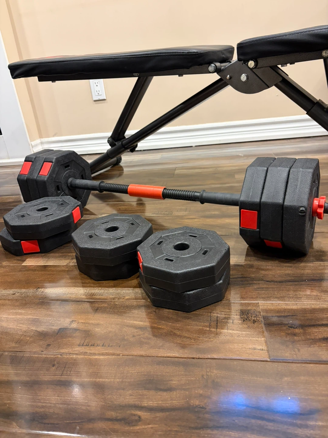 Adjustable Weight Bench with Dumbbells - photo 2