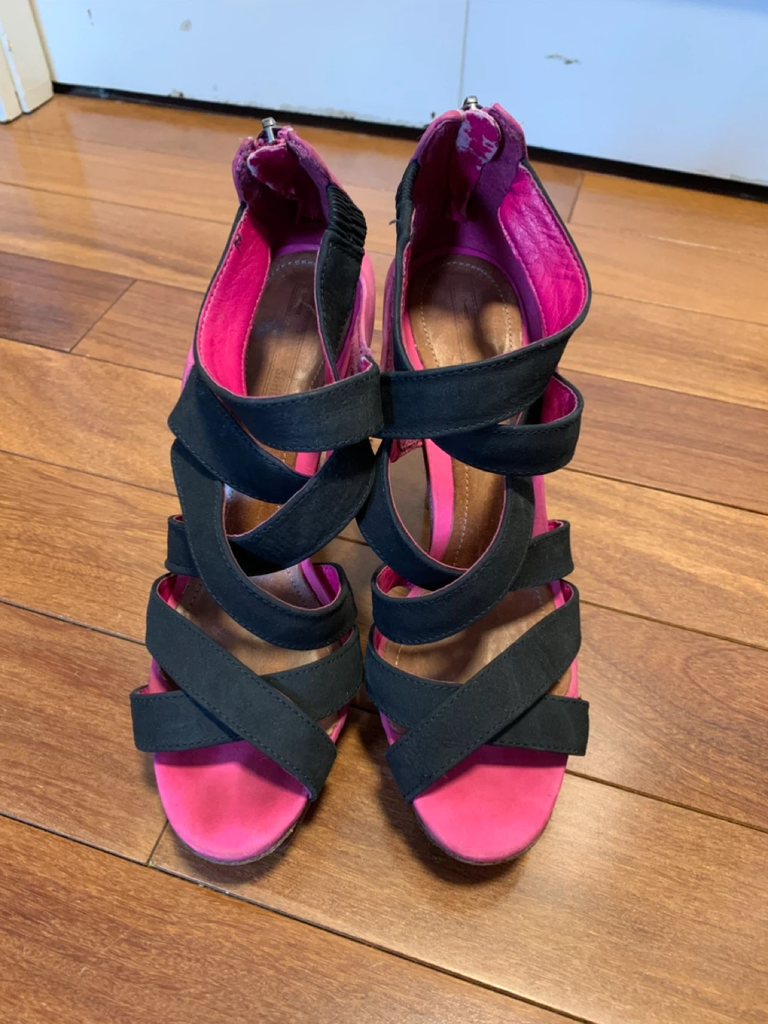 Schutz Strappy High Heel Sandals - Pink and Black - photo 4