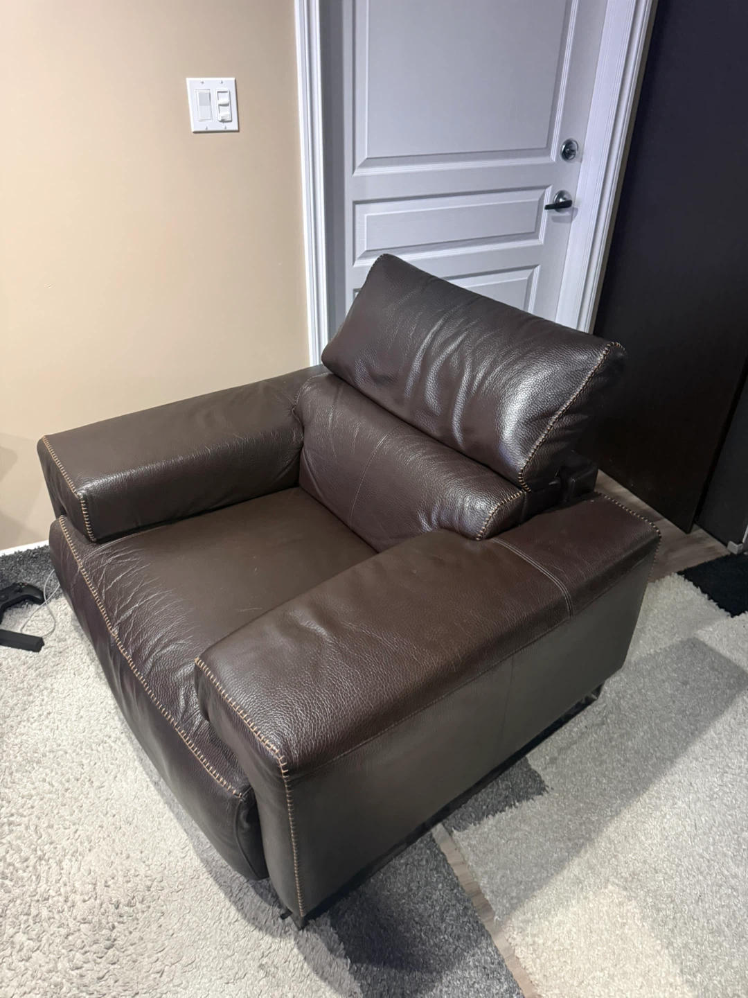 Power Brown Leather Armchair