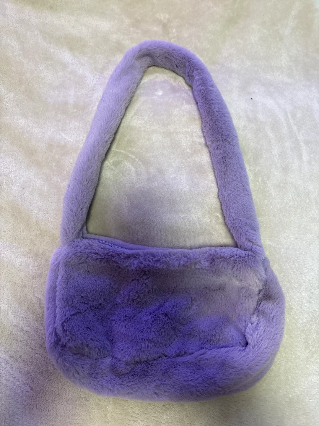 Purple Faux Fur Shoulder Bag