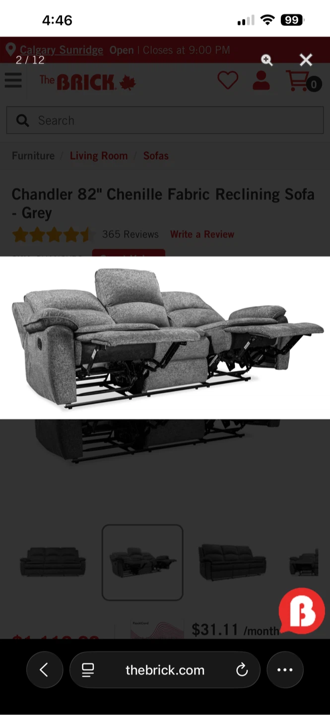 The Brick Fabric Reclining Sofa and love seat - Grey - photo 4