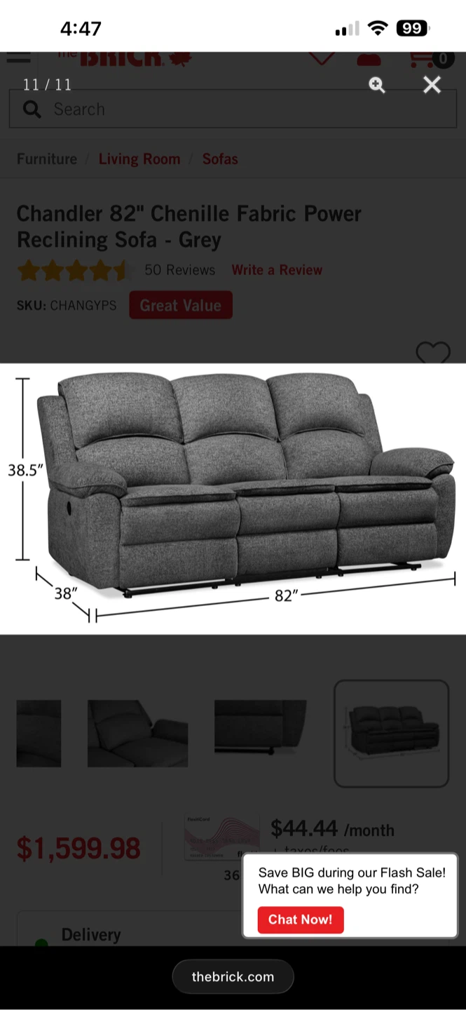 The Brick Fabric Reclining Sofa and love seat - Grey - photo 3