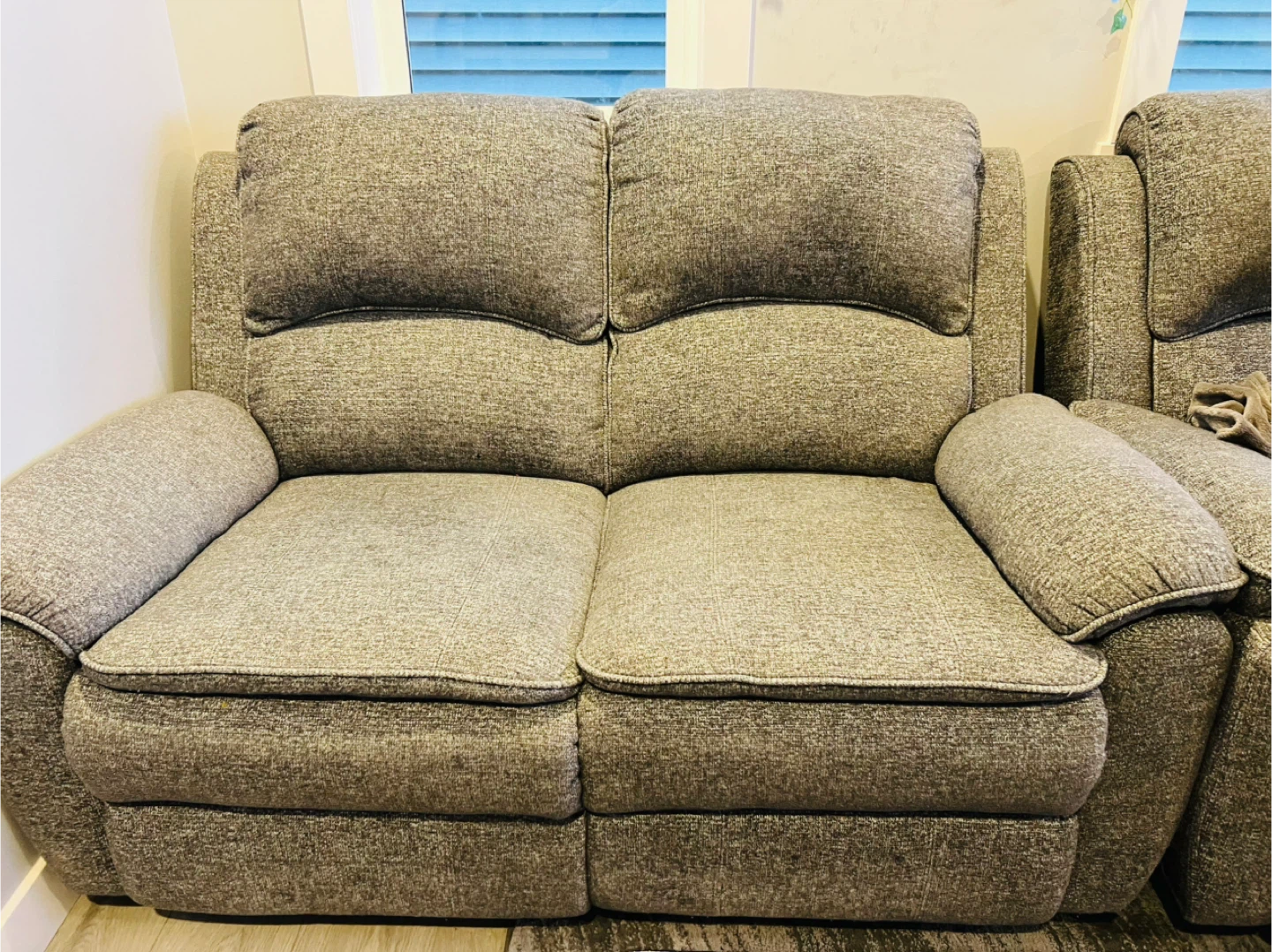 The Brick Fabric Reclining Sofa and love seat - Grey - photo 5