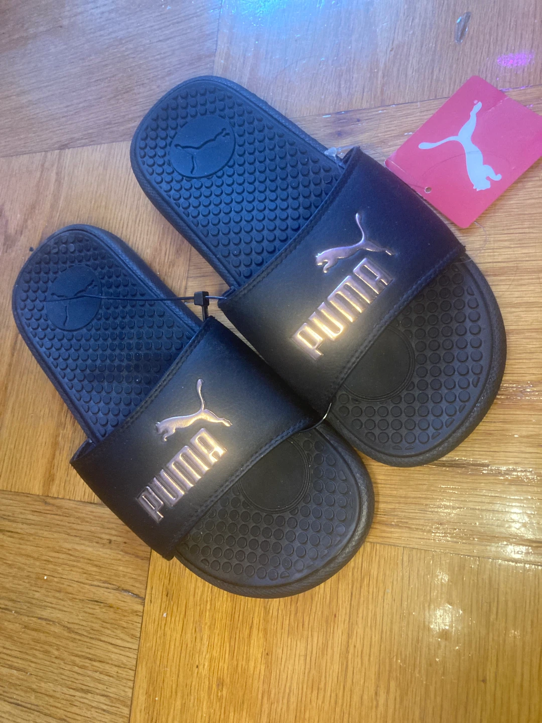 Black Rose Gold Puma Slides - photo 3