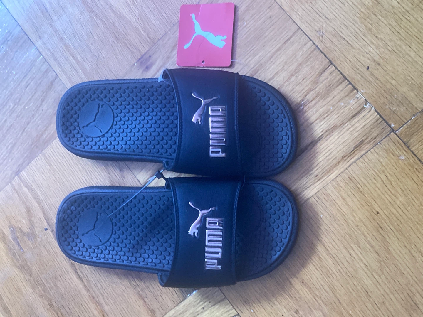 Black Rose Gold Puma Slides
