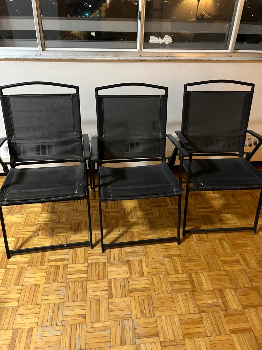 3 Black Outdoor Patio Chairs