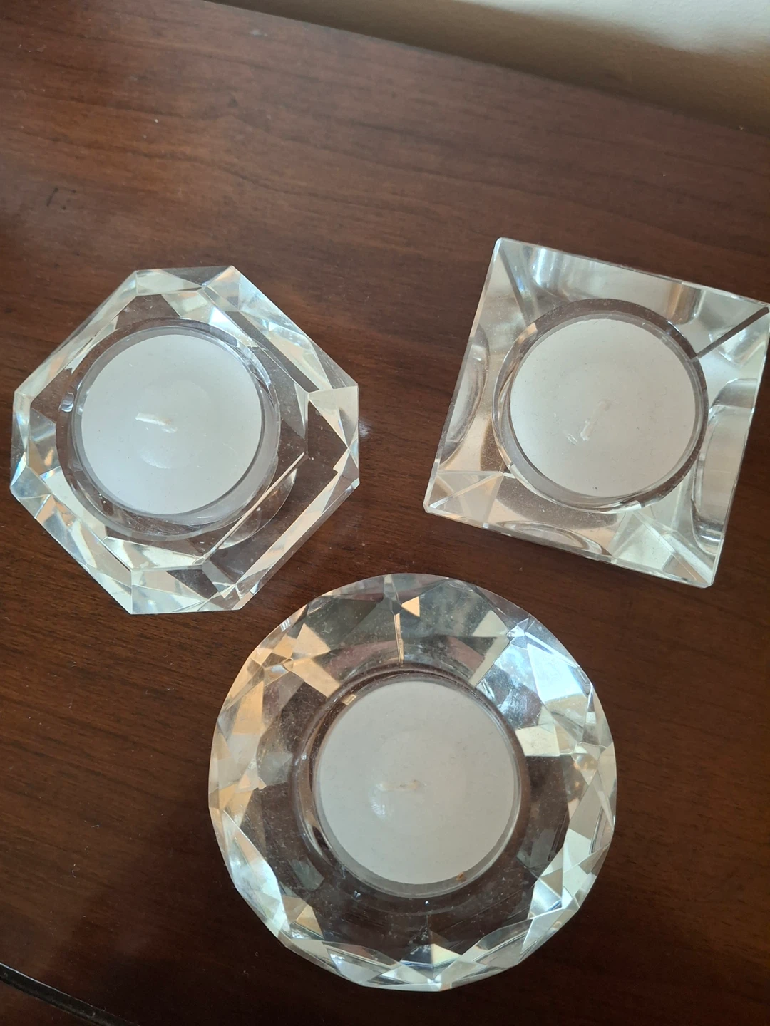 Set of 3 crystal tea light candle holders - photo 5