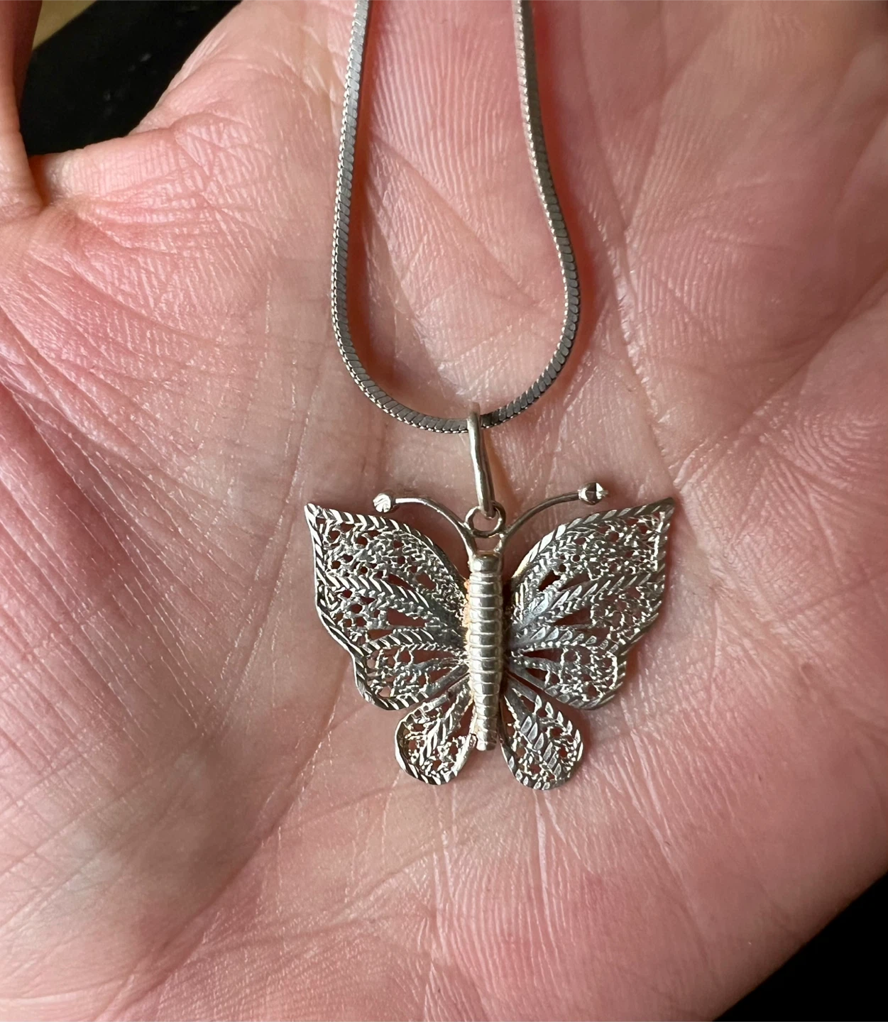 Sterling Silver 925 Italy Butterfly Necklace – Snake Chain - photo 4
