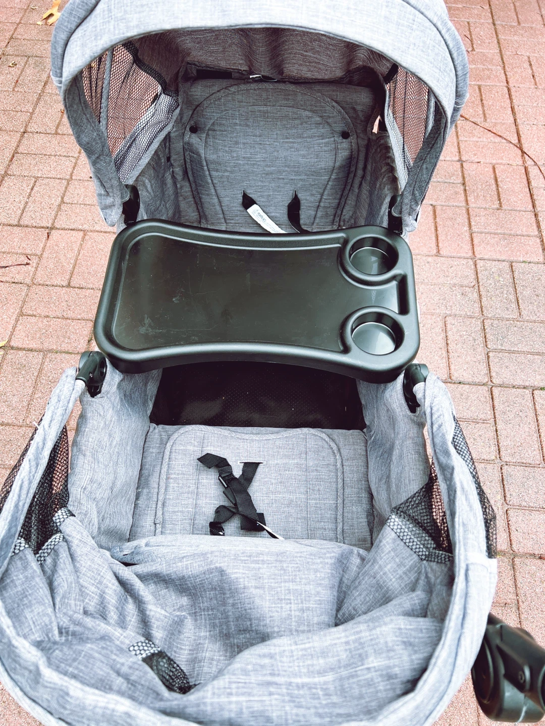 Grey Double Stroller with Snack Tray - photo 3