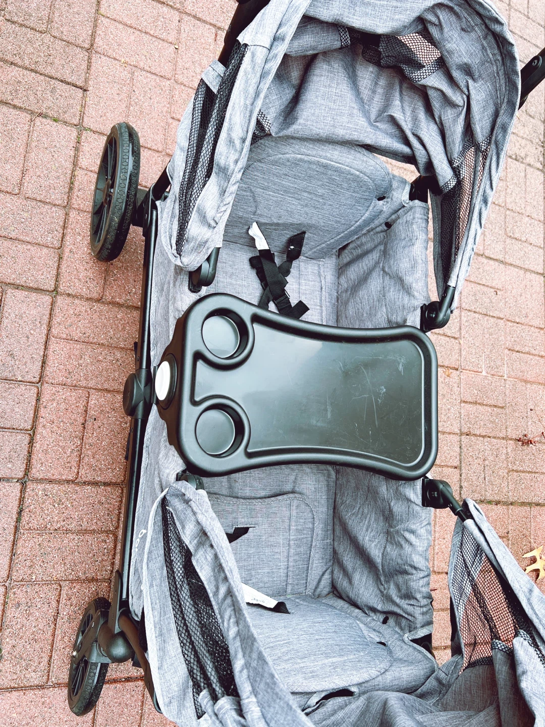 Grey Double Stroller with Snack Tray - photo 2