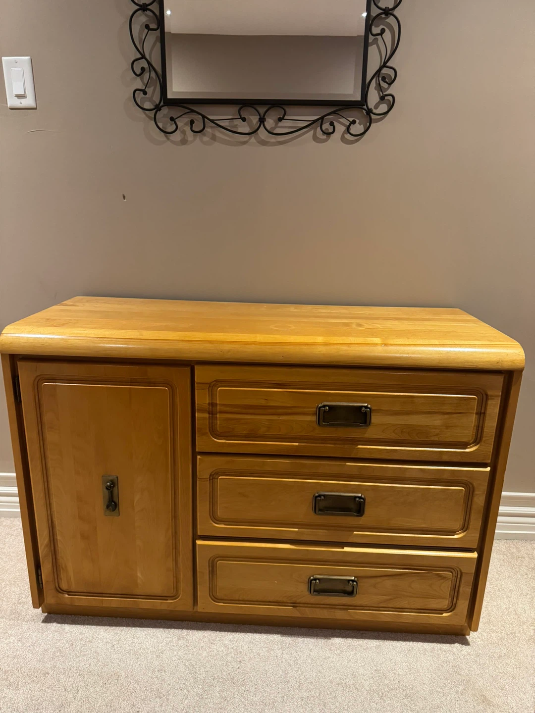 Wooden Dresser with 3 Drawers and Cabinet - photo 5