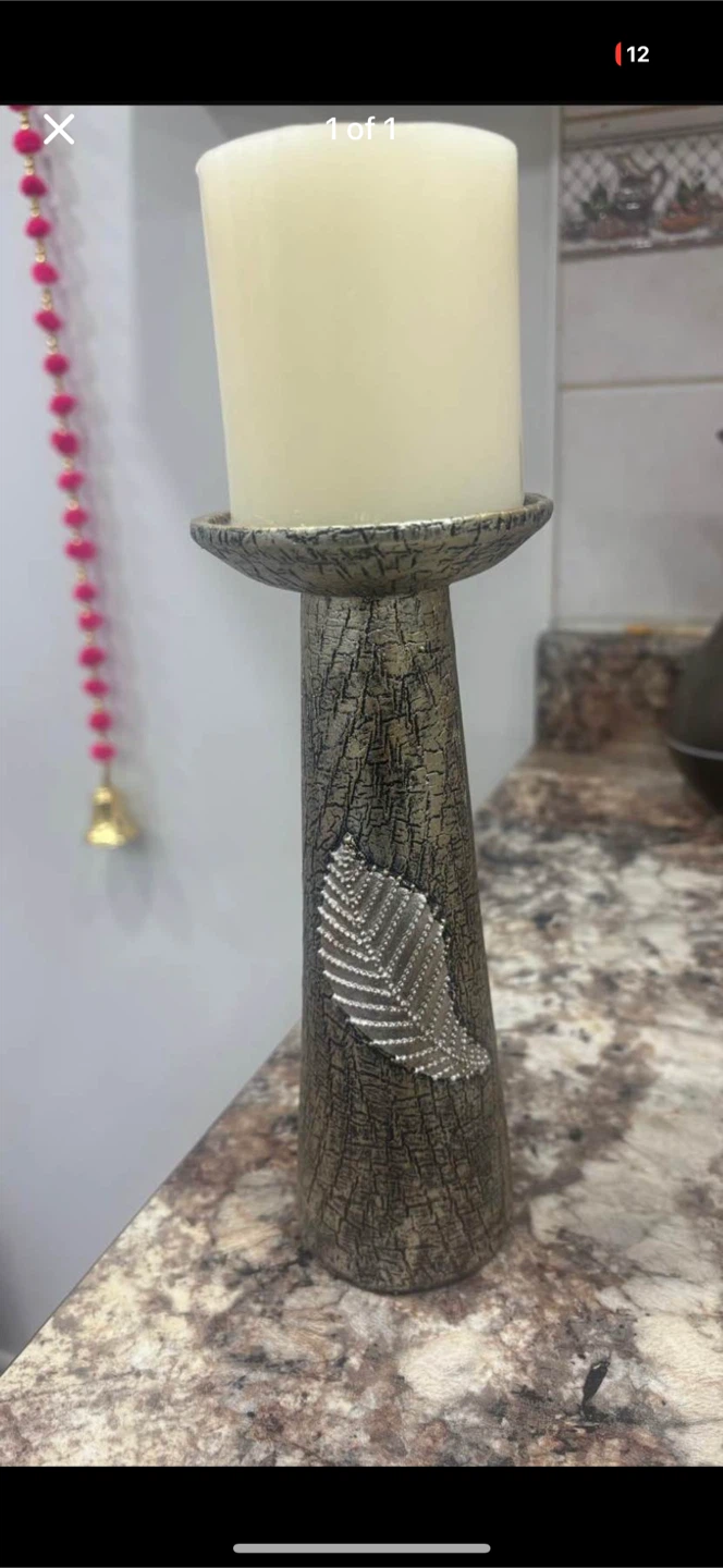 Decorative Candle Holder with Leaf Accent