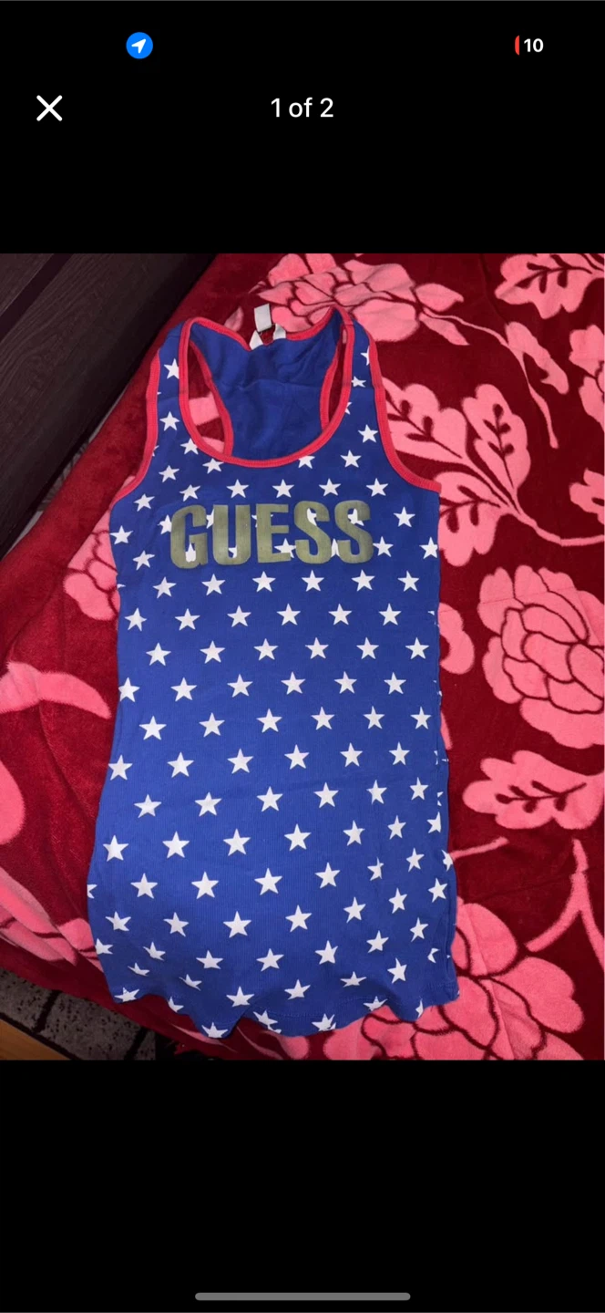 Guess Women's Tank Top - Blue with White Stars