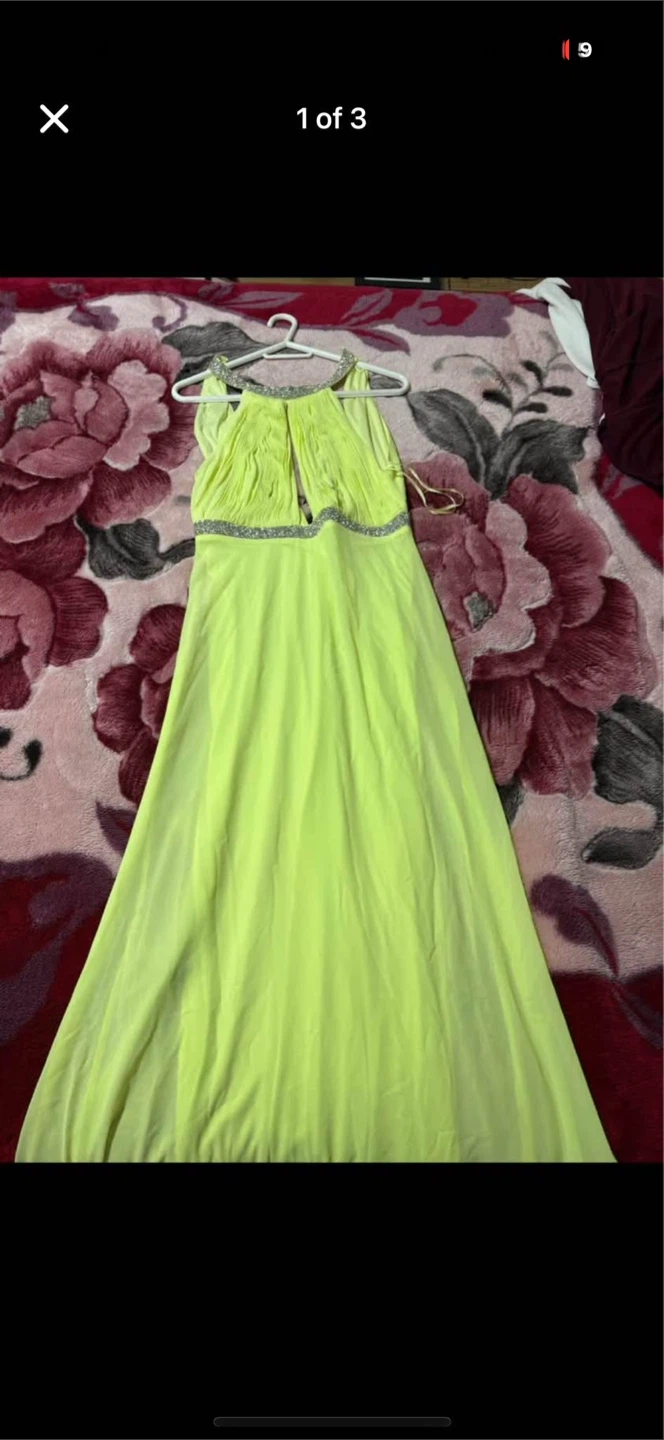 $25 Women's Halter Neck Beaded Maxi Dress - Lime Green M/L