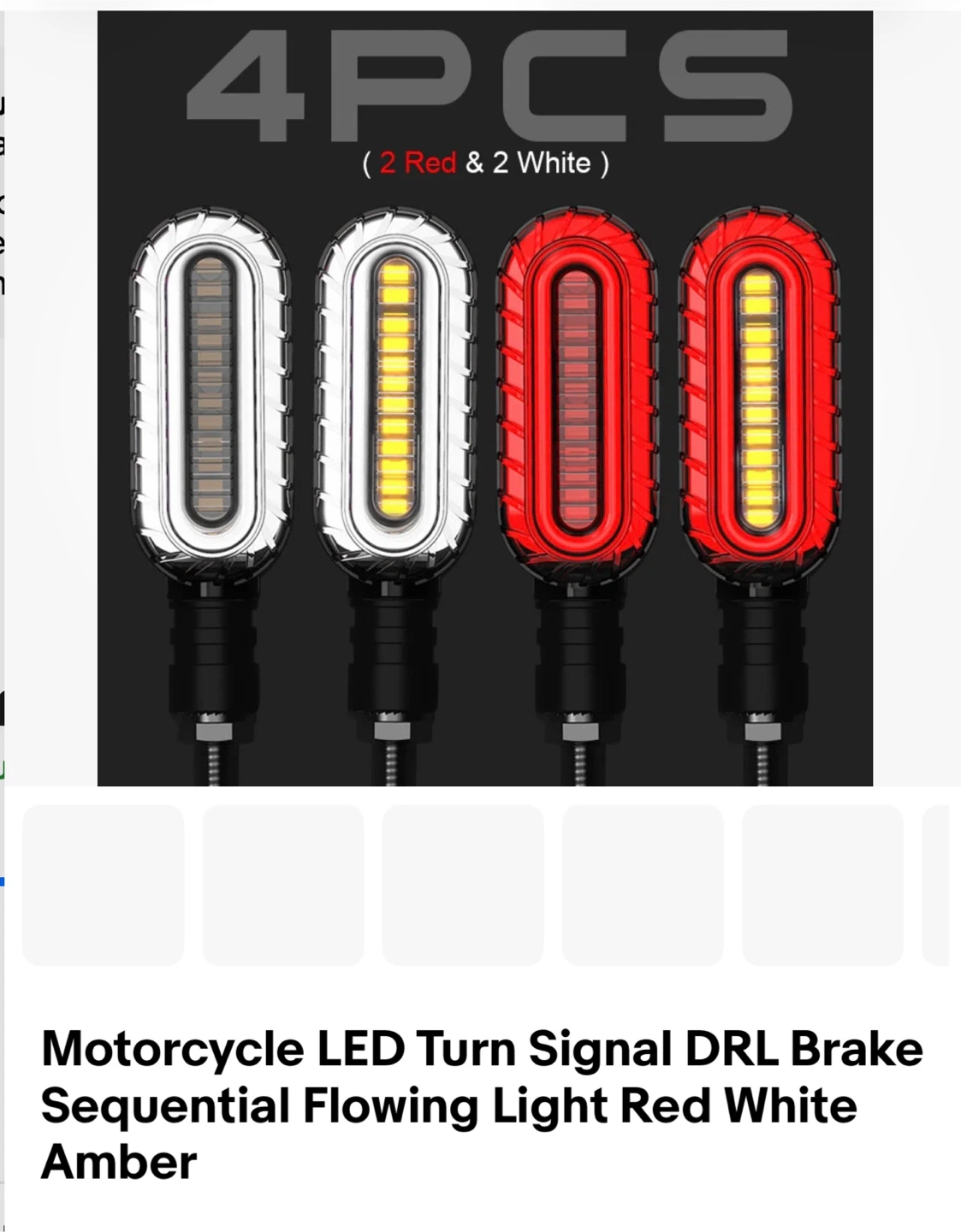 Motorcycle LED Sequential Flowing Lights (2 Red, 2 White)