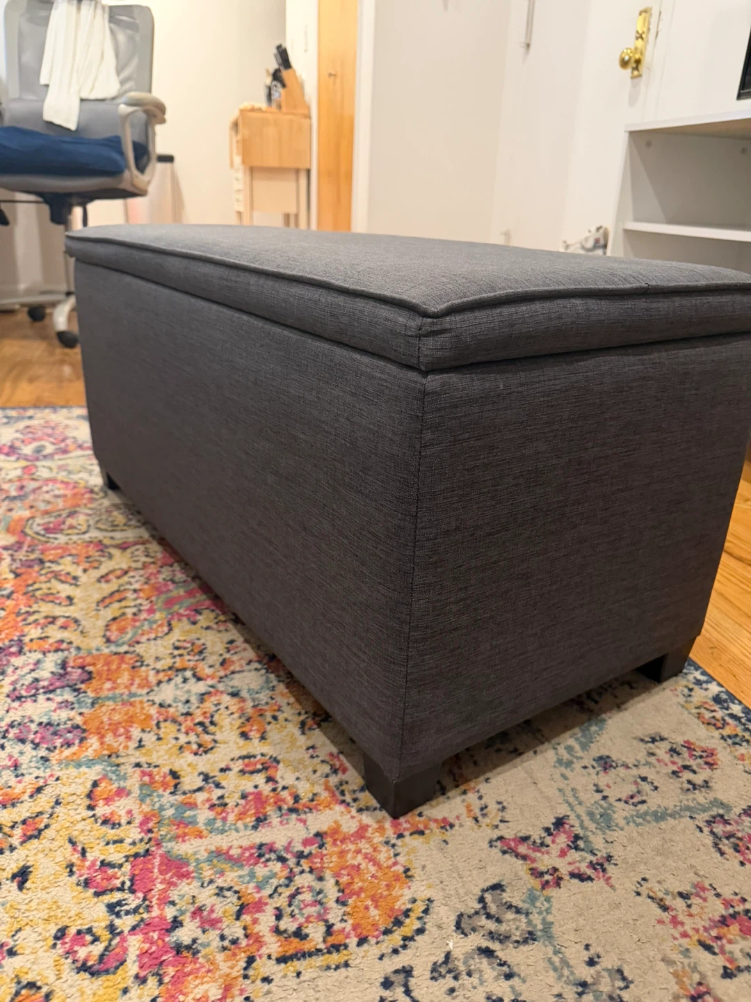 Gray Storage Ottoman Bench