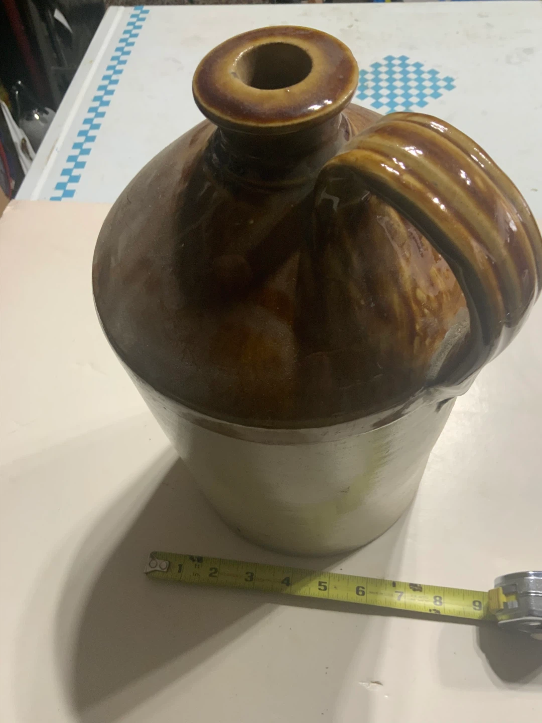 Vintage Brown Stoneware Jug with Handle