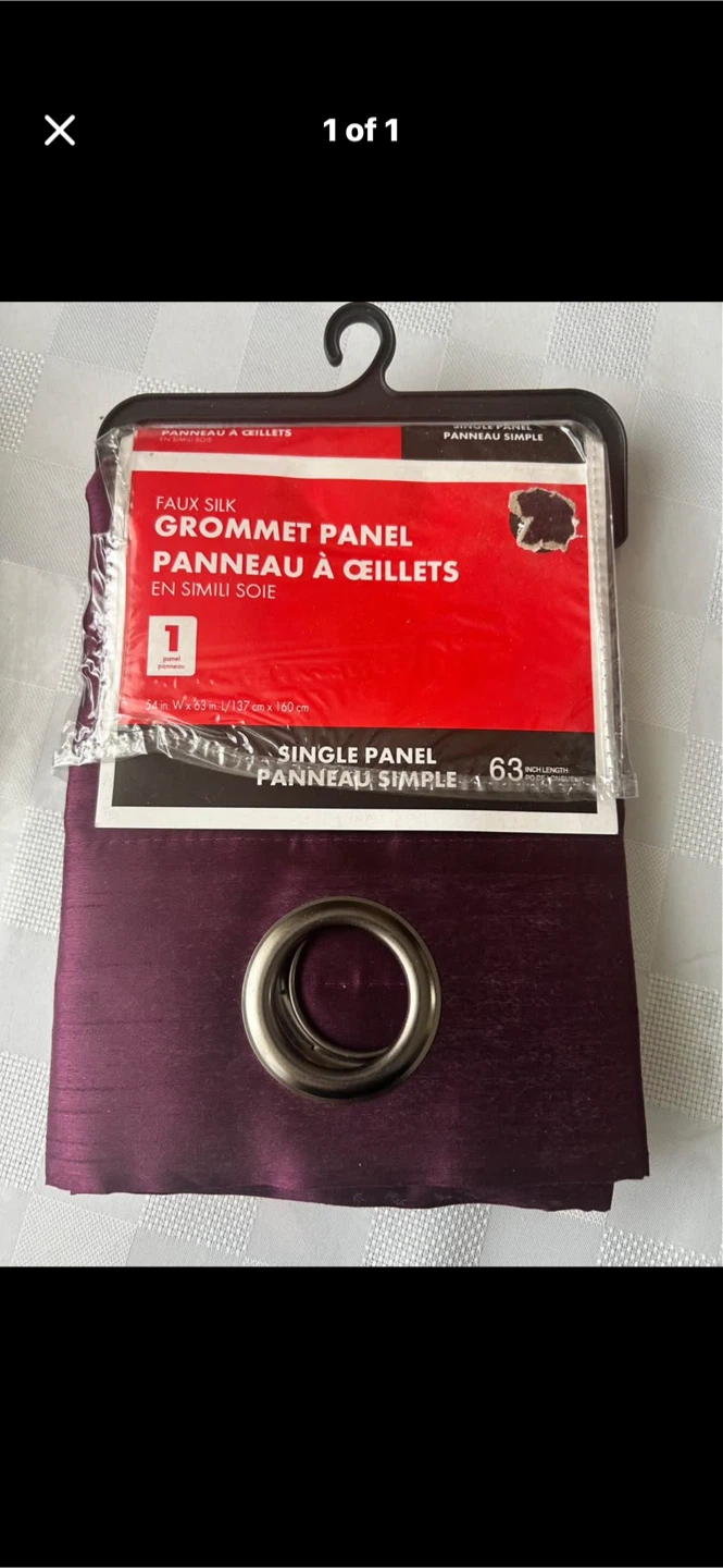 Faux Silk Grommet Curtain Panel - Purple