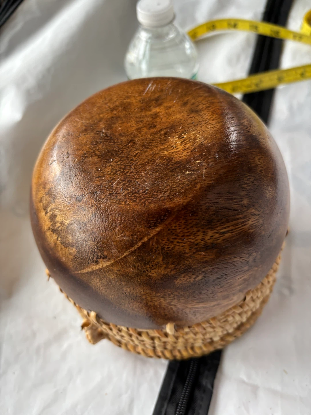 Woven Rattan and Wood Round Basket with Lid - photo 4