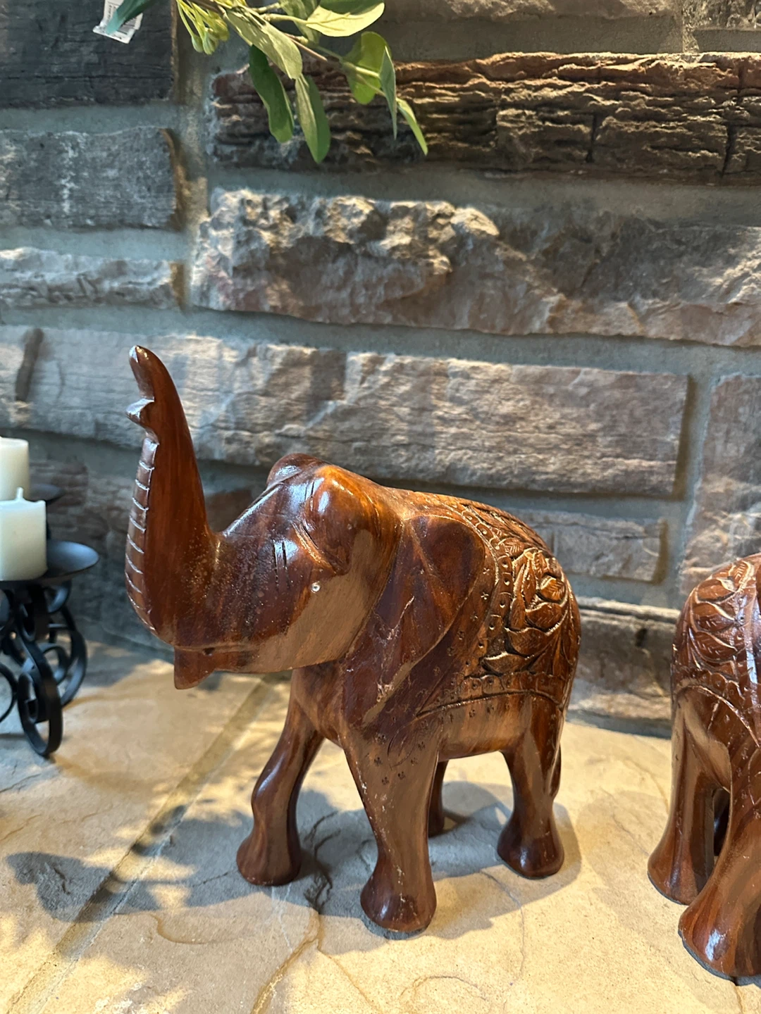 Carved Wooden Elephant Pair - photo 5