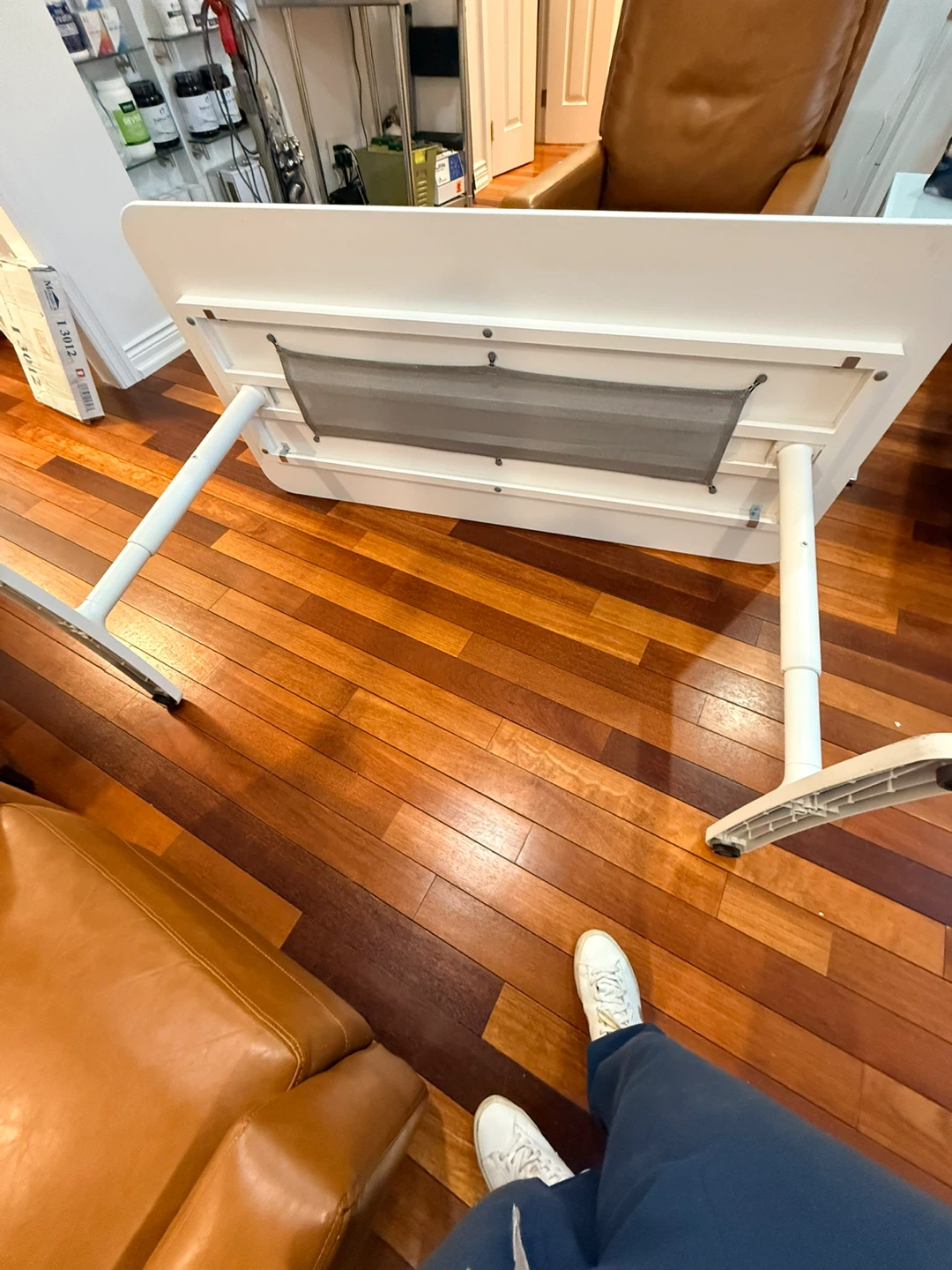 White adjustable standing desk