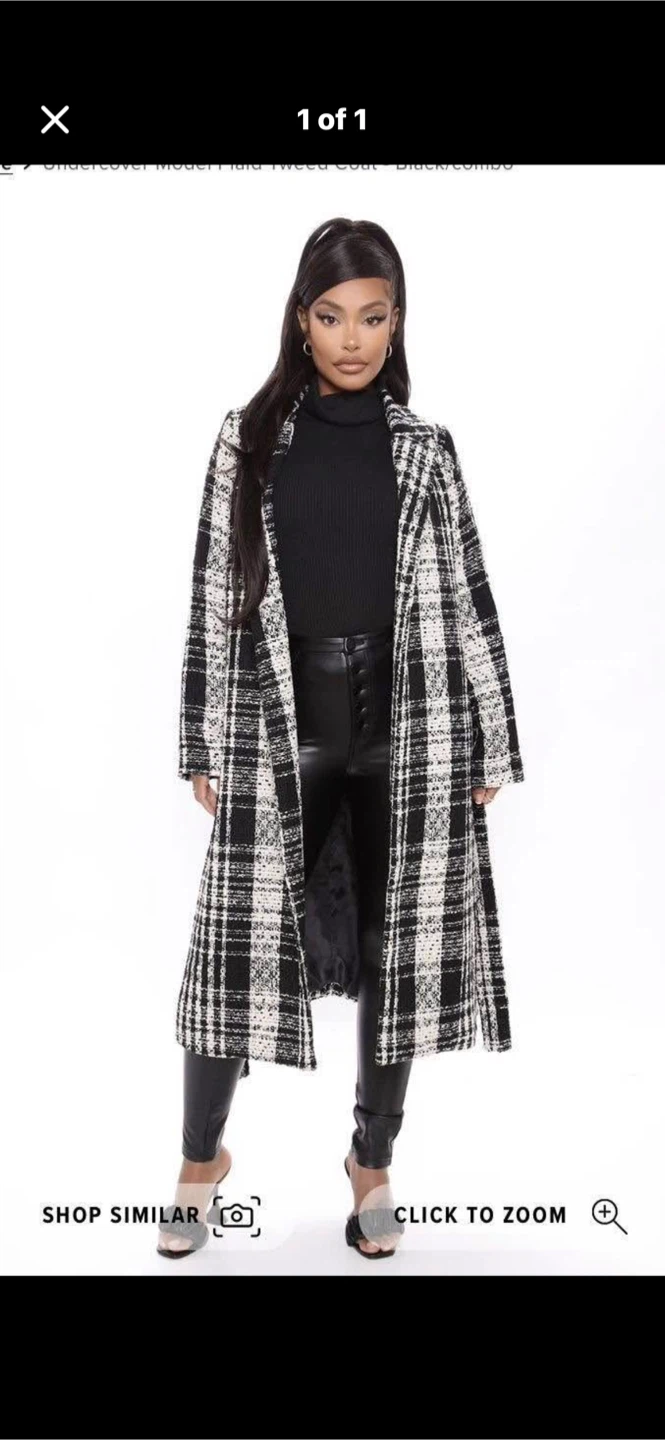 Fashion Nova Undercover Model Plaid Tweed Coat Black/Combo
