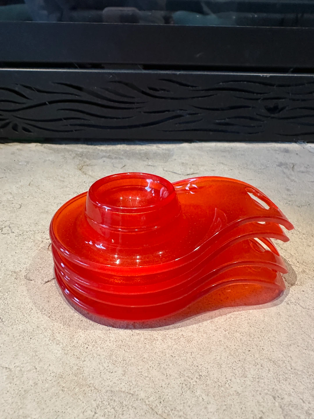 Orange Plastic Egg Cup Holder set of 4