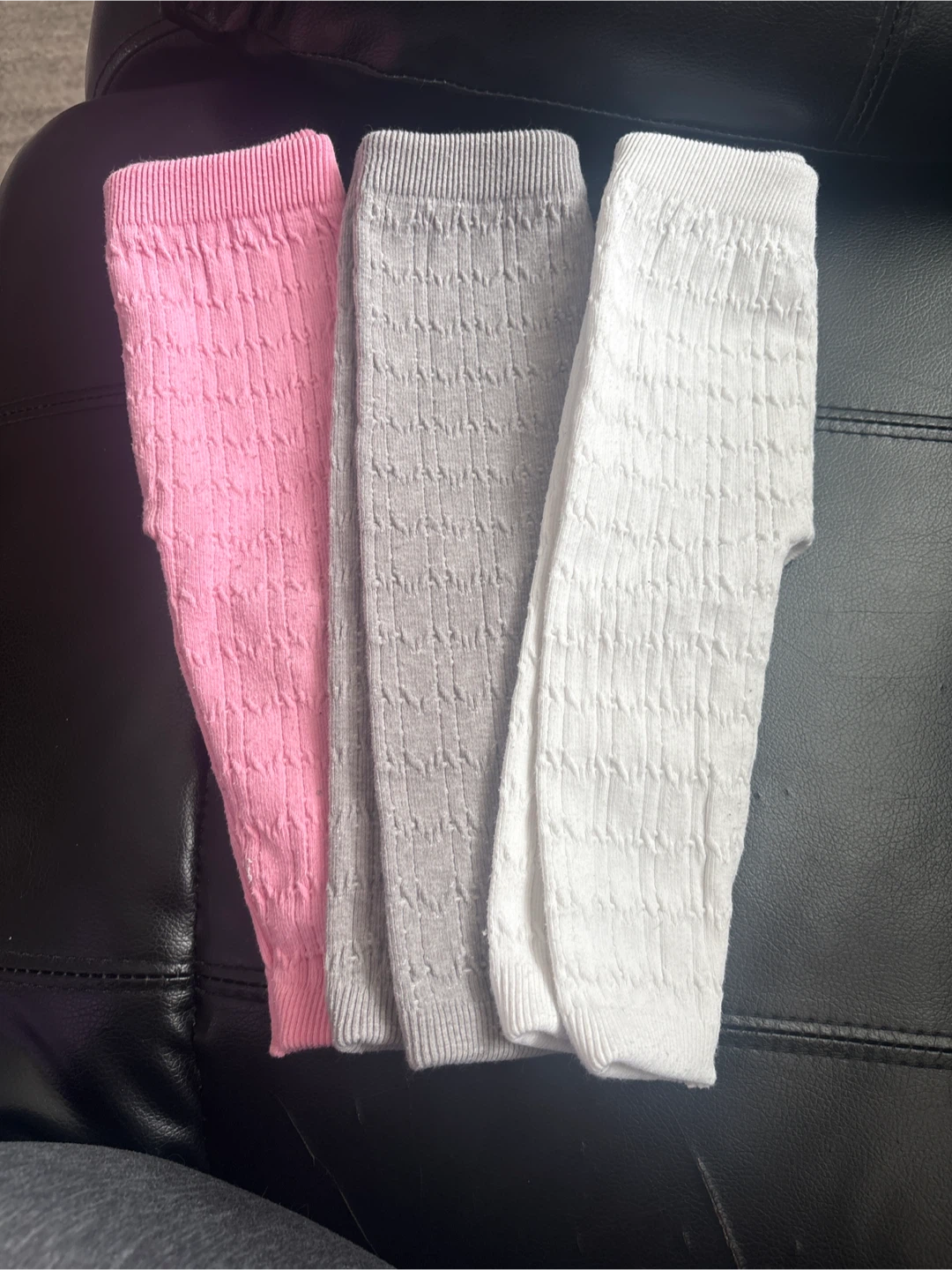 3-6 month Baby Leg Warmers - Pink, Grey, White