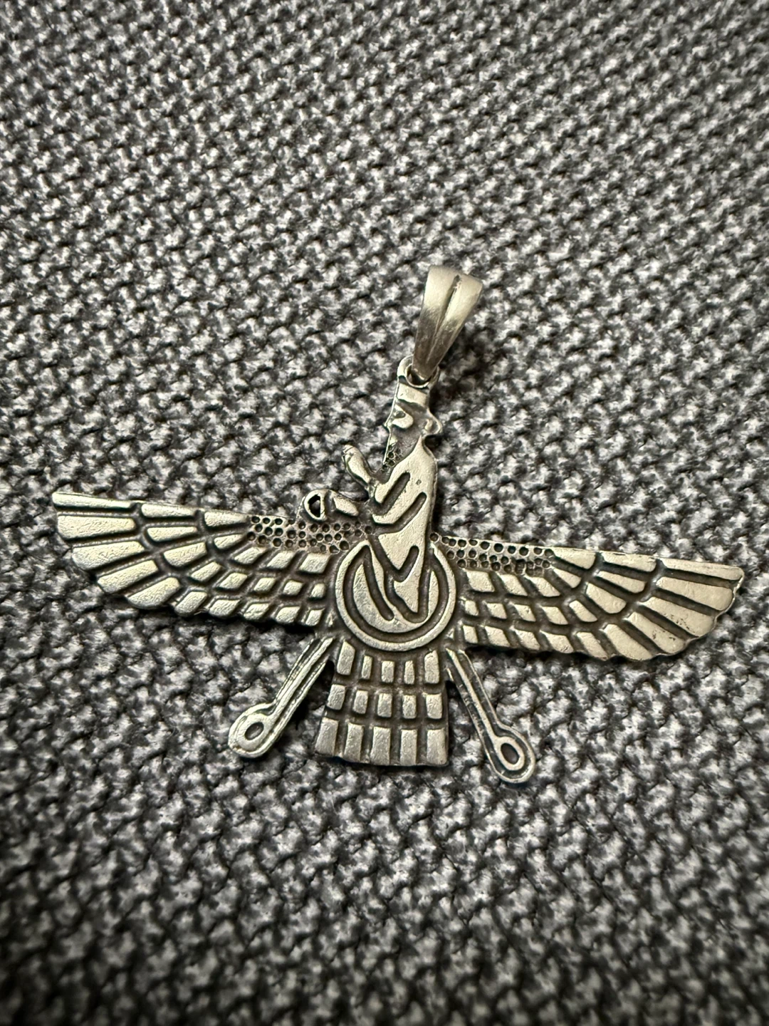 Silver Faravahar Pendant "Good Thoughts, Good Words, Good Deeds"