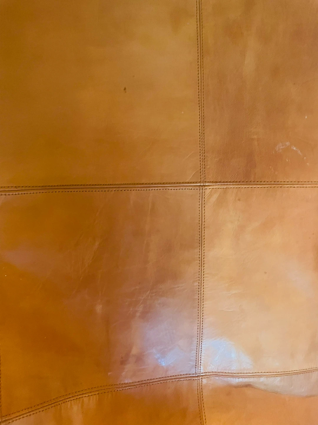 Brown Leather Pouf Ottoman Footstool - photo 5