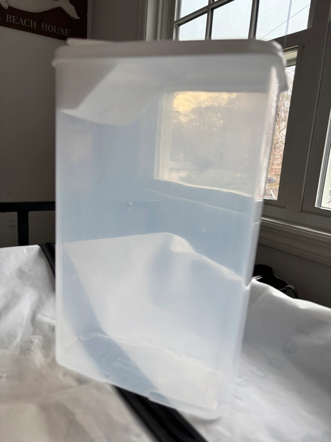 Clear Plastic Cereal Storage Container with White Lid - photo 3
