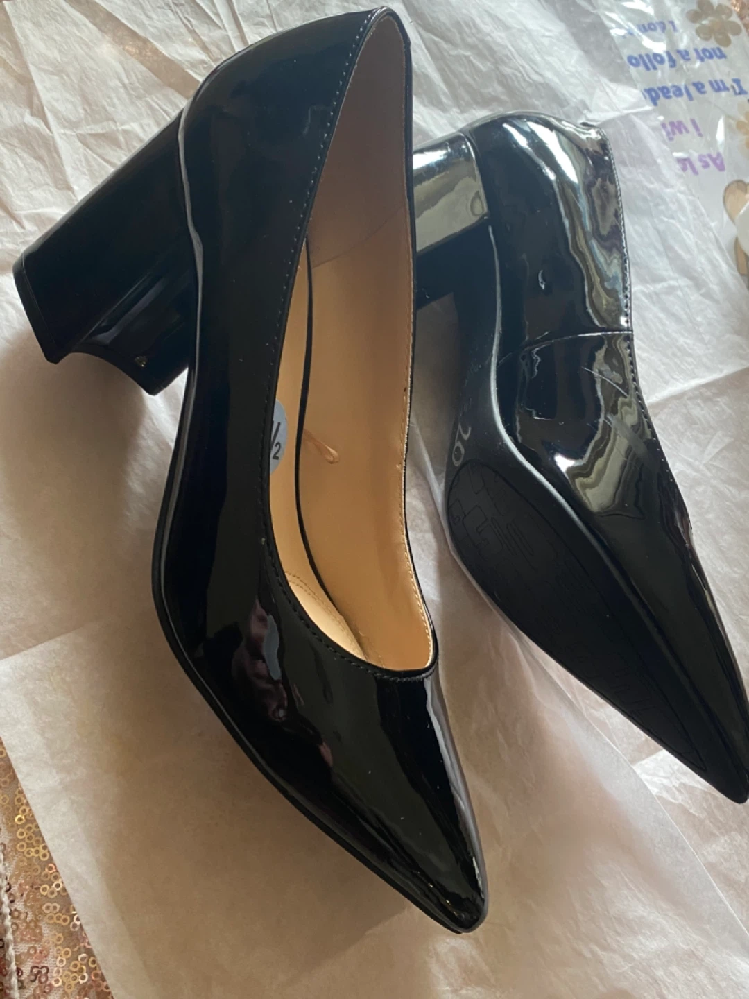 Zapatillas Black Patent Chunky Heel Pumps Size 8.5 - photo 2