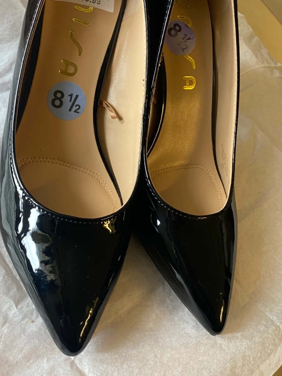 Zapatillas Black Patent Chunky Heel Pumps Size 8.5