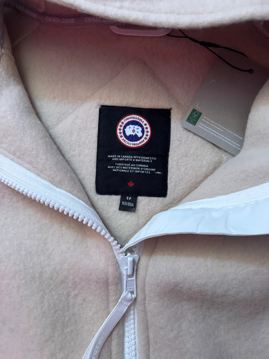 Canada Goose Fleece Zip-Up Hoodie Beige Small - photo 4