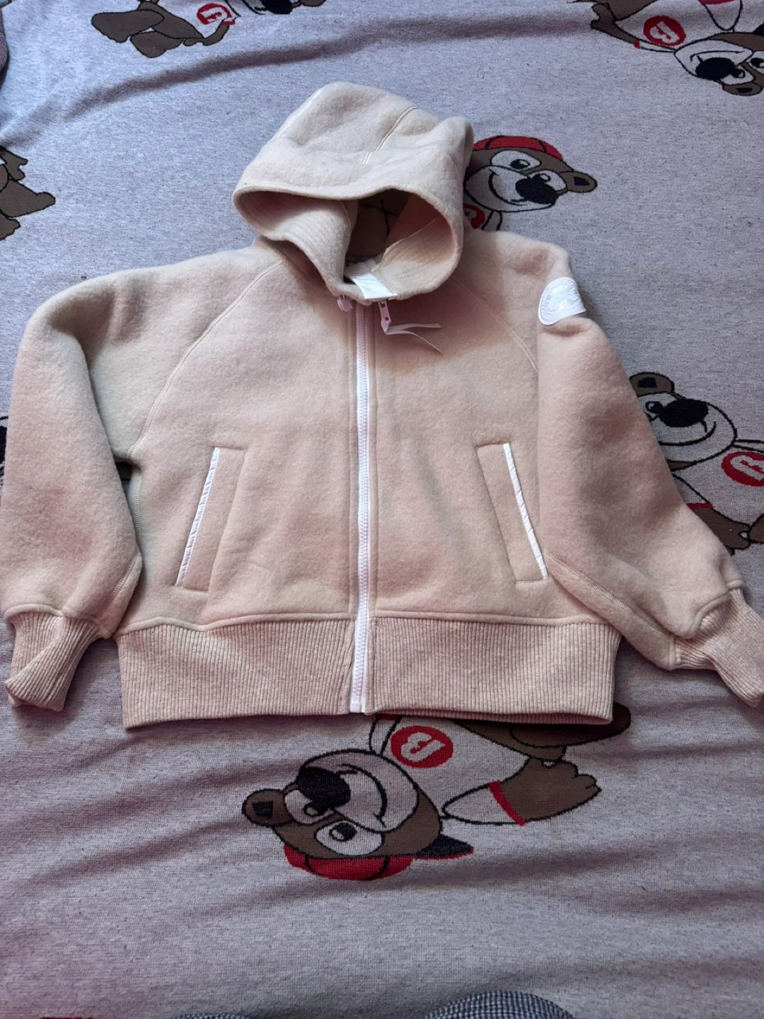 Canada Goose Fleece Zip-Up Hoodie Beige Small