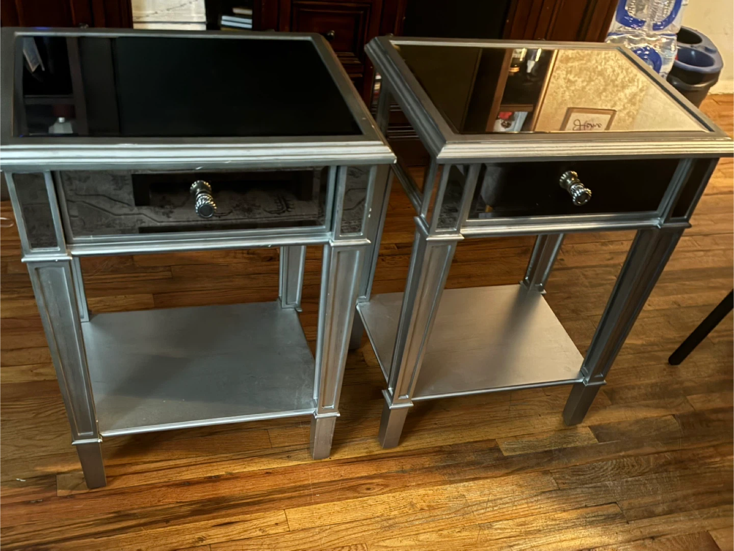 Mirrored End Tables with Drawer (Set of 2)