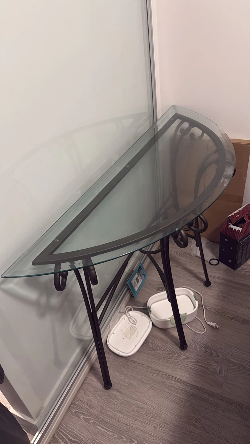Half Moon Console Table with Glass Top