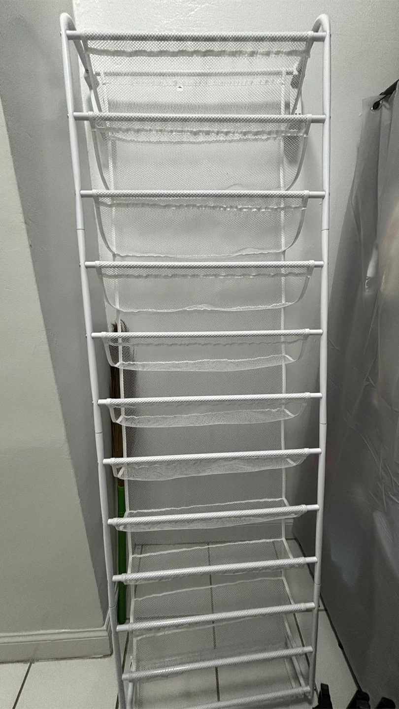 White 10-Tier Mesh Shoe Rack Organizer