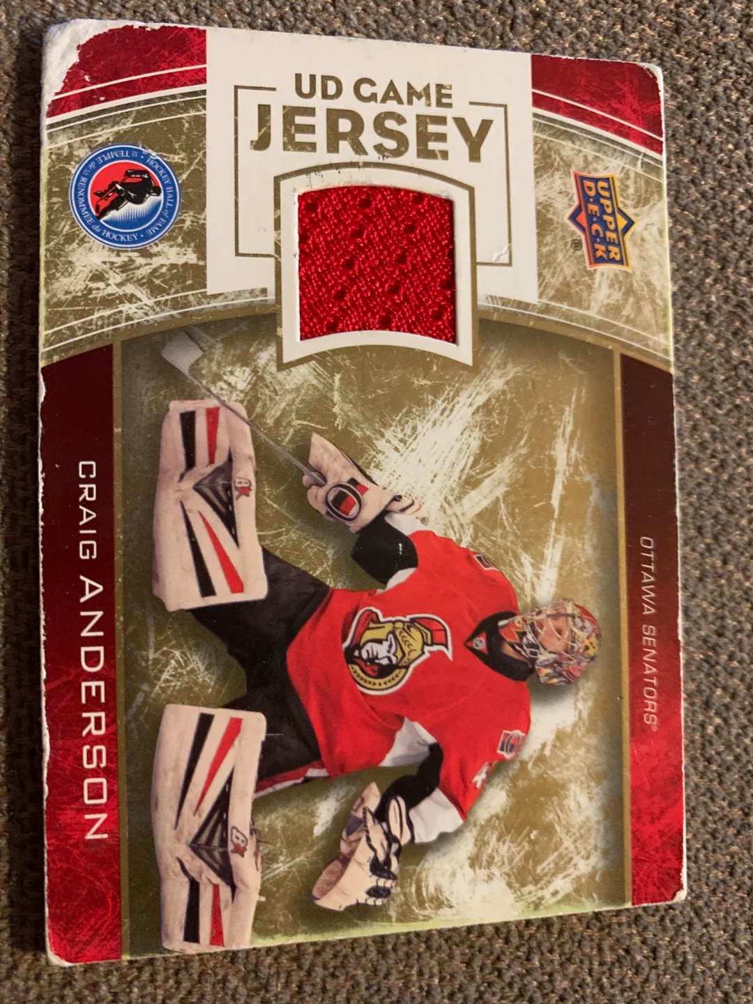 Upper Deck UD Game Jersey Card - Craig Anderson