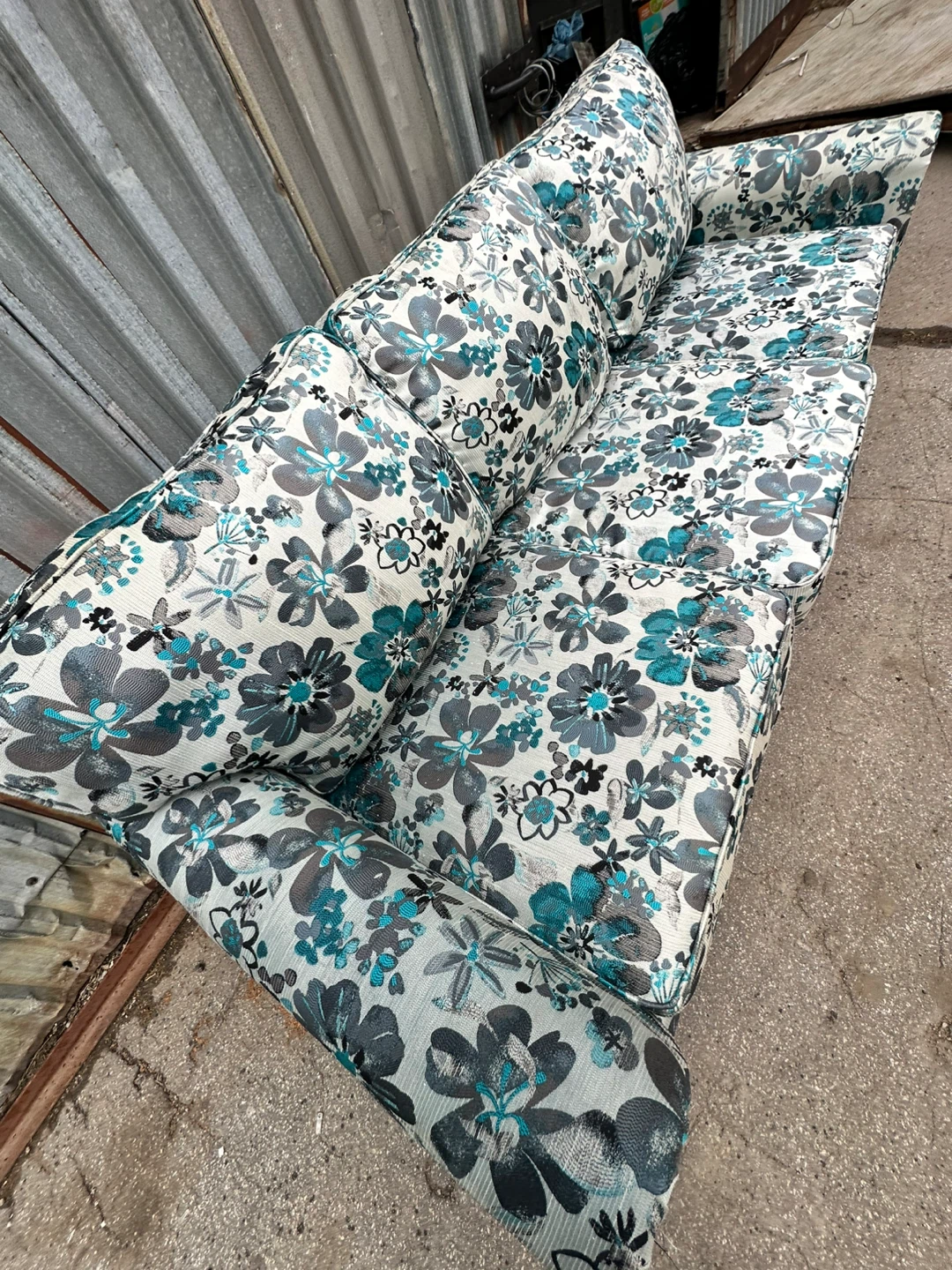 Floral Print Sofa - Teal, Grey & White - photo 2