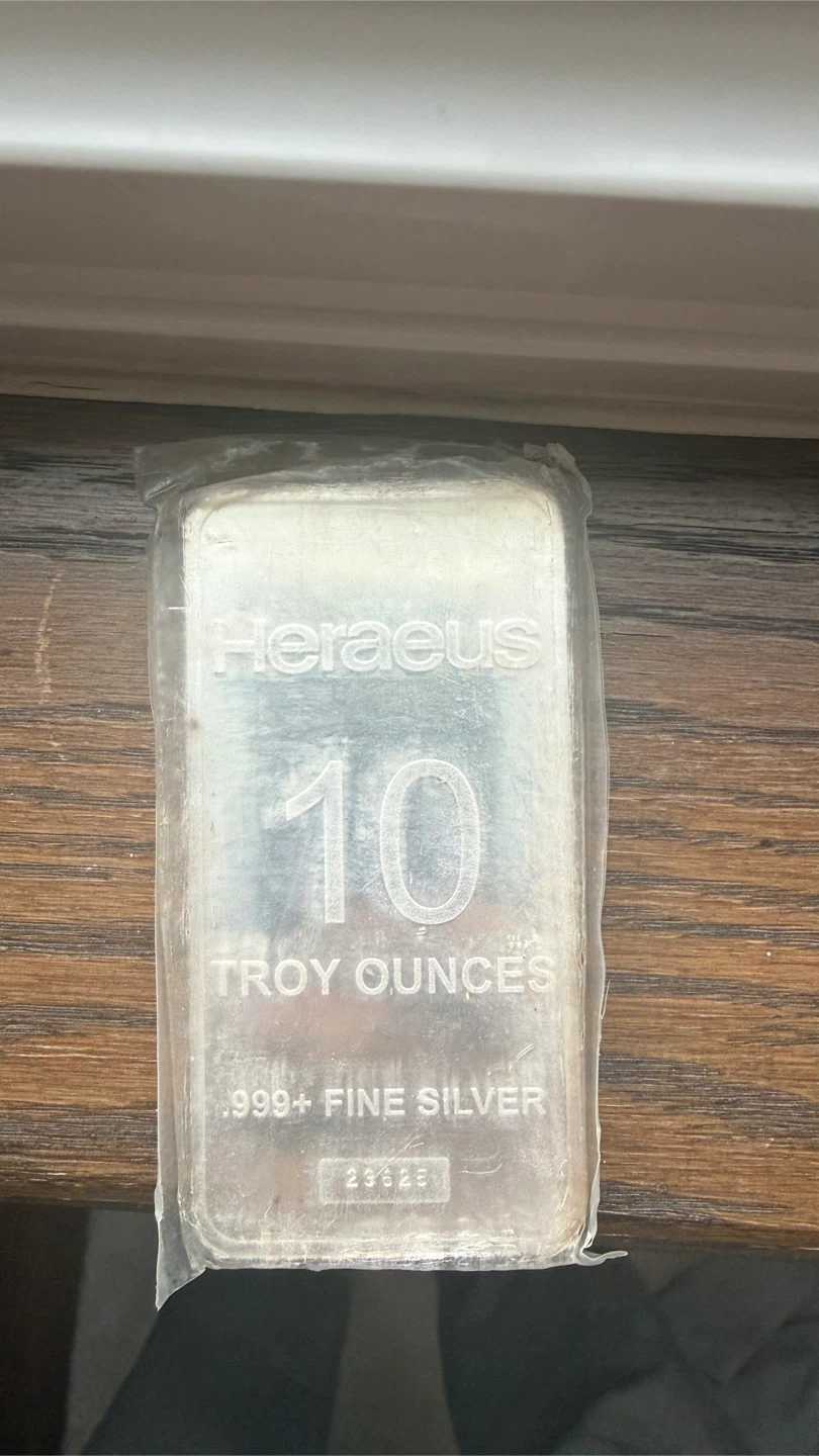 Heraeus 10 Troy Ounce 999+ Fine Silver Bar