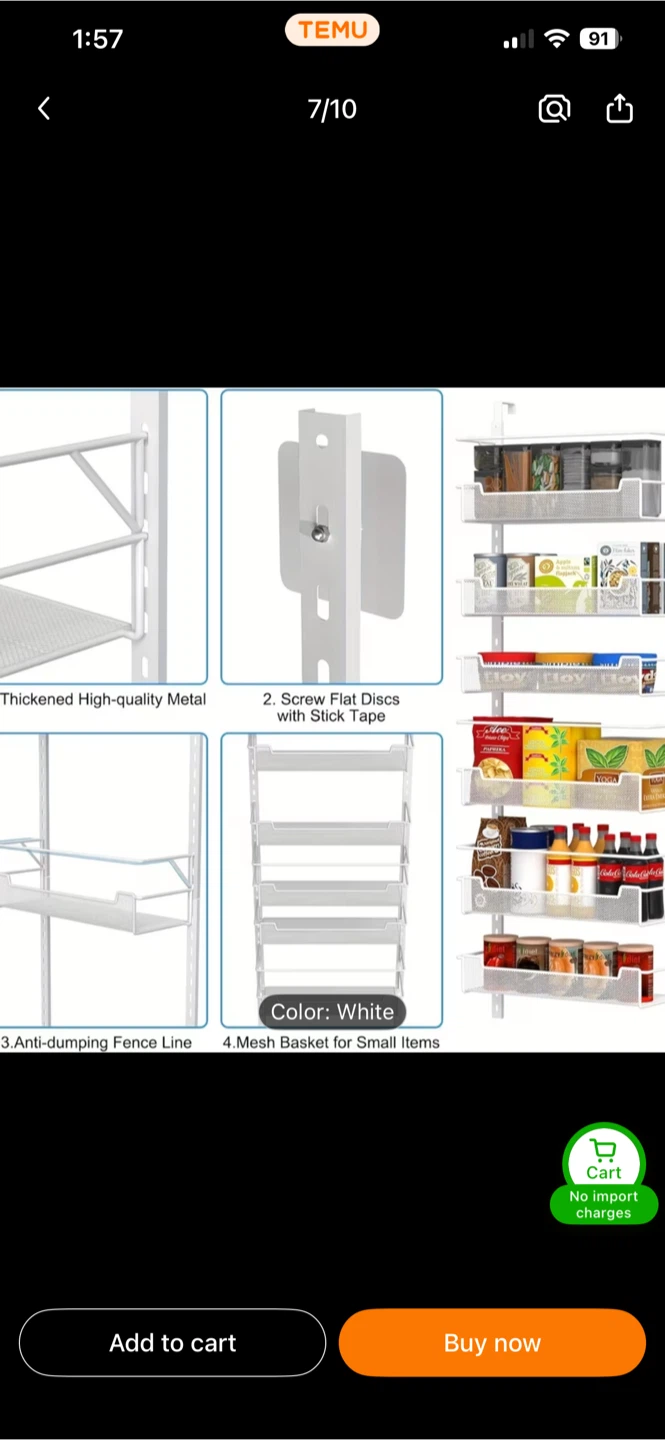 White Over-the-Door 8-Tier Mesh Basket Organizer - photo 2